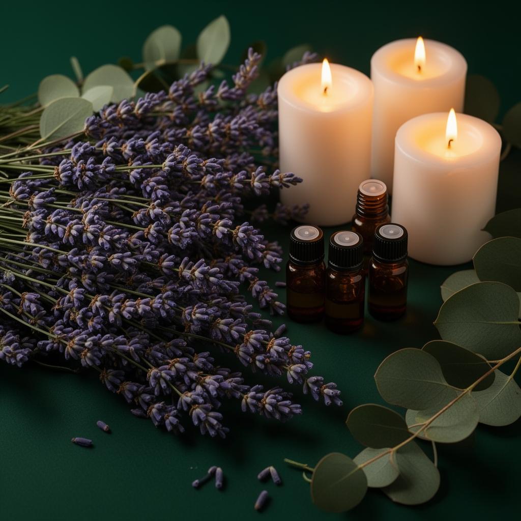 Lavanda, velas e óleos essenciais